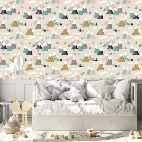 Behang Sneeuw op de toppen van de bergen