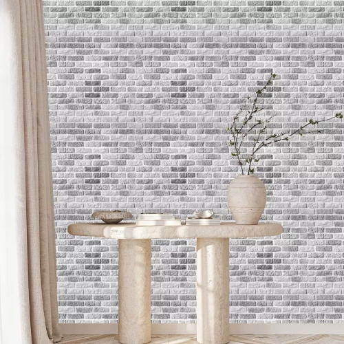Behang Grijze baksteen als metselwerk