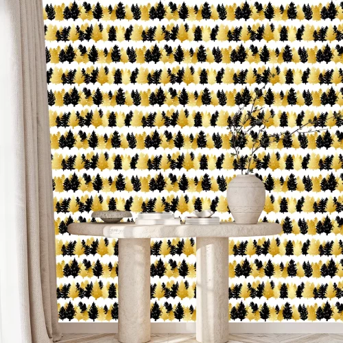 Behang Een dik bos van zwart en goud