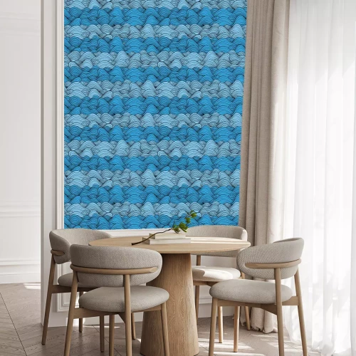 Behang Lichte en donkerblauwe golven