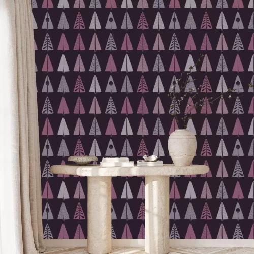 Behang Bos in paarse kleuren