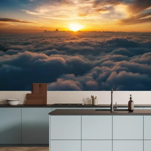 Fotobehang Zon gezien vanuit het perspectief van de wolken