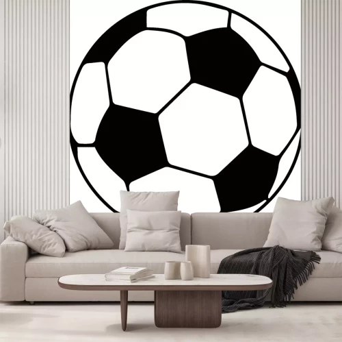 Sticker Voetbal minimalistische zwart-wit afbeelding