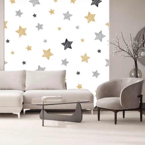 Sticker Kerstmis sterren naadloze patroon Krabbel tekening witte geïsoleerde achtergrond