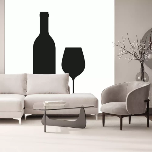 Sticker Wijnfles met wijn glazen pictogram geïsoleerd op een witte achtergrond. Vector illustratie.