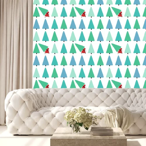 Behang Dwerg met een kerstboom in een naaldbos