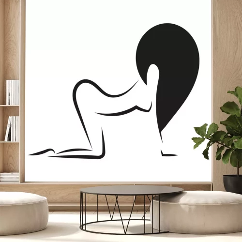 Sticker silhouet vrouw ezel