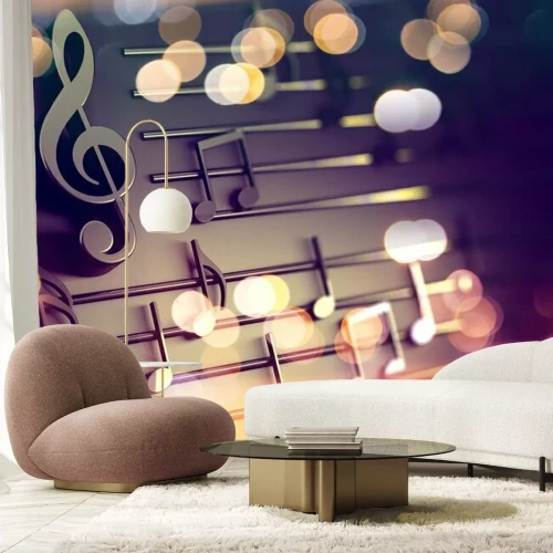 Fotobehang Noten 3D op de notenbalk