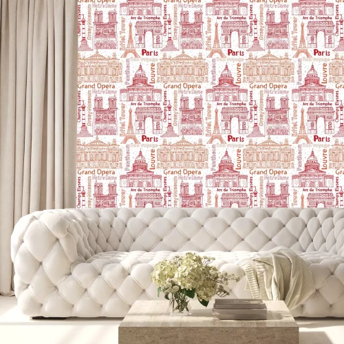 Behang Het oriëntatiepunthand getrokken naadloos vectorpatroon van Parijs