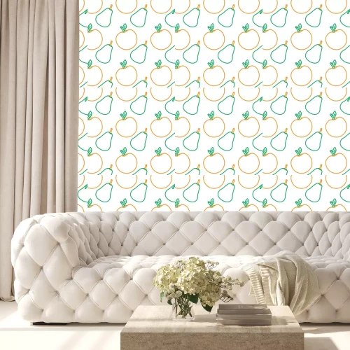 Behang Minimalistische kleurrijke appels en peren