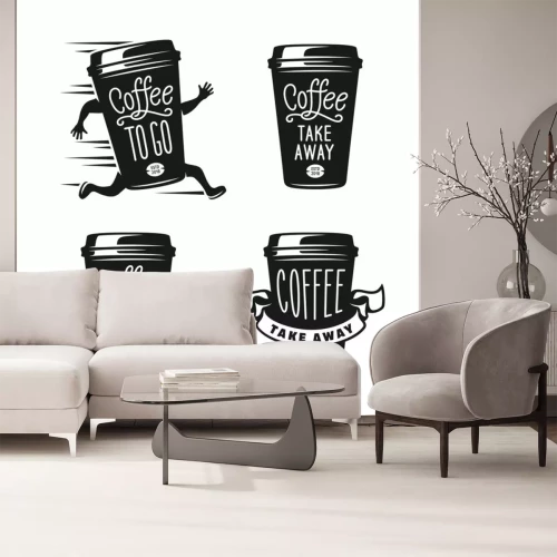 Sticker Coffee to go opschriften op kopjes