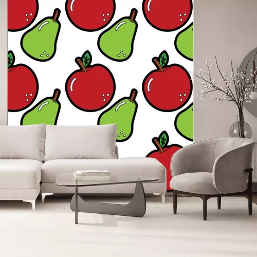 Fotobehang Appels en peren op een witte achtergrond