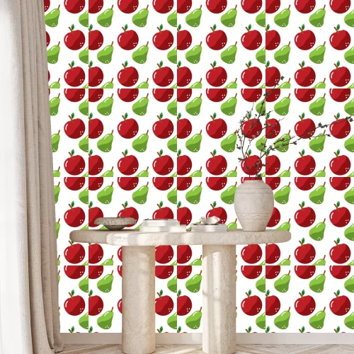 Behang Peren en appels op een witte achtergrond