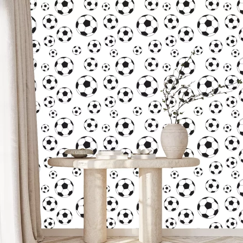 Behang Naadloos patroon met voetbalballen