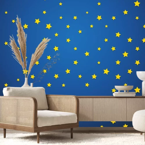 Sticker gele ster op blauwe achtergrond