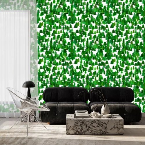 Behang 3d groen bos dat op witte achtergrond wordt geïsoleerd