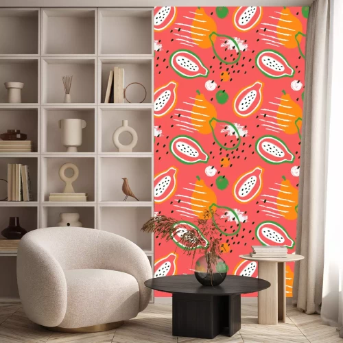 Behang Geometrische figuren en stippen met fruit