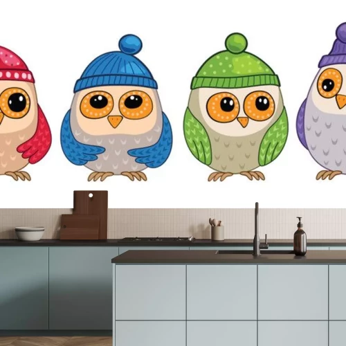 Sticker Babyuilen in hoeden