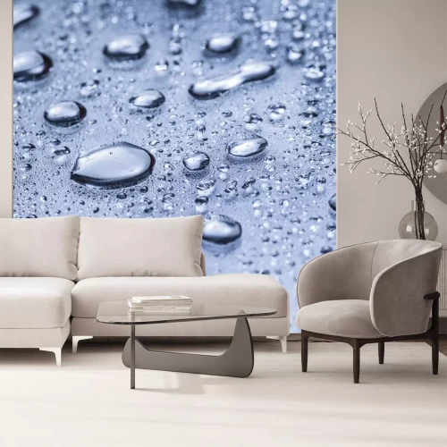 Sticker Water druppels op een blauwe oppervlak