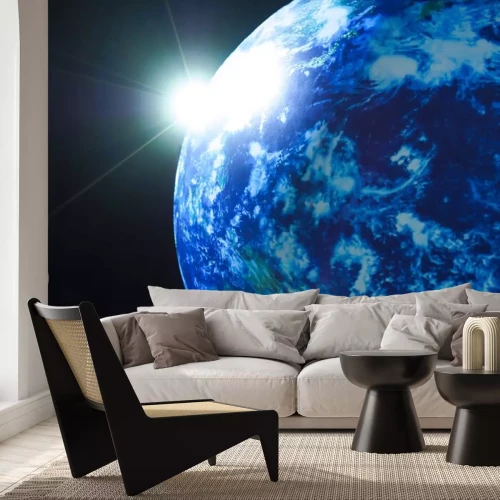 Sticker Kosmos 3d zon gezien van achter de rand van de aarde