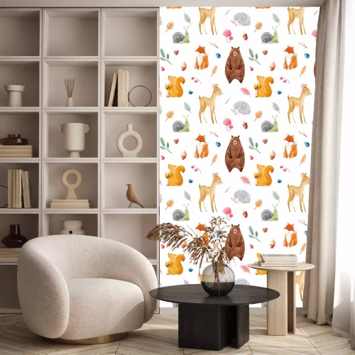 Behang Aquarel dieren uit het bos