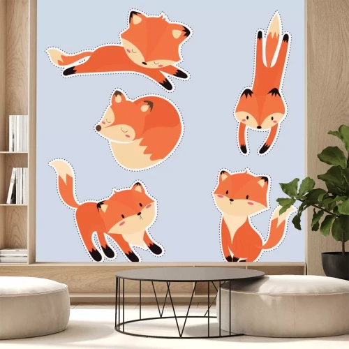 Sticker set van schattige sticker met schattige fox-set