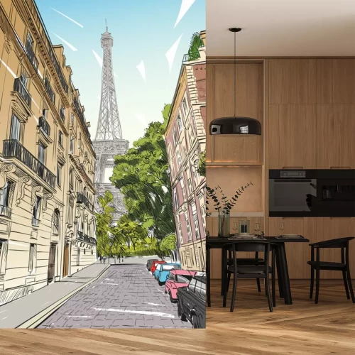 Sticker Eiffeltoren vector schets. Parijs, Frankrijk. Hand getrokken vectorillustratie