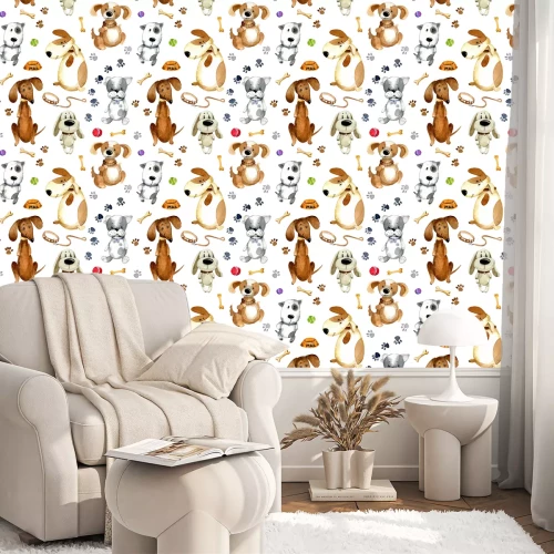 Behang Kommen en ballen voor honden