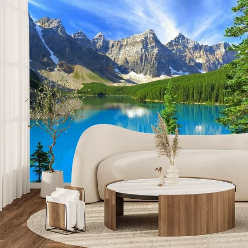 Fotobehang Canadees panorama van meren en bergen