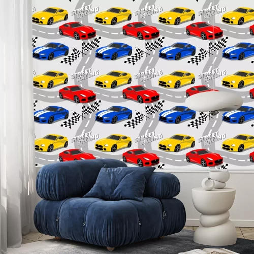 Behang cool sportwagens naadloos patroon