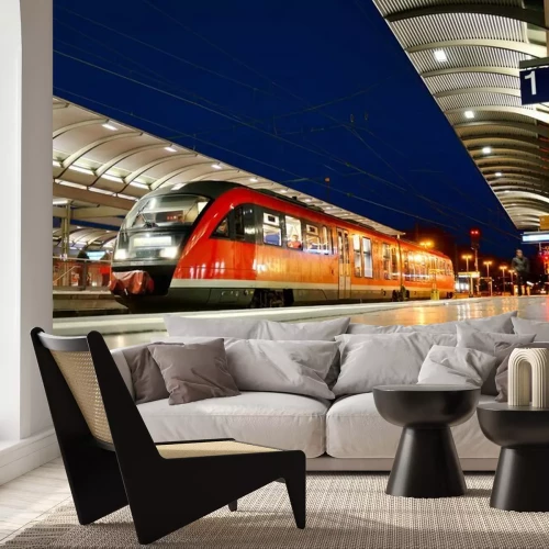 Fotobehang Moderne trein op een Duits station