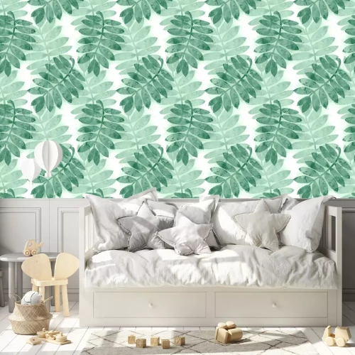 Behang Blauwgroen blad