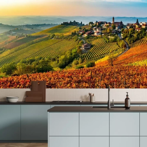 Fotobehang Een Italiaans dorp uit de regio Langhe in Italië