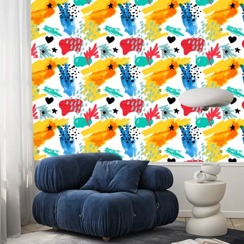 Behang Abstract gekleurde doekjes