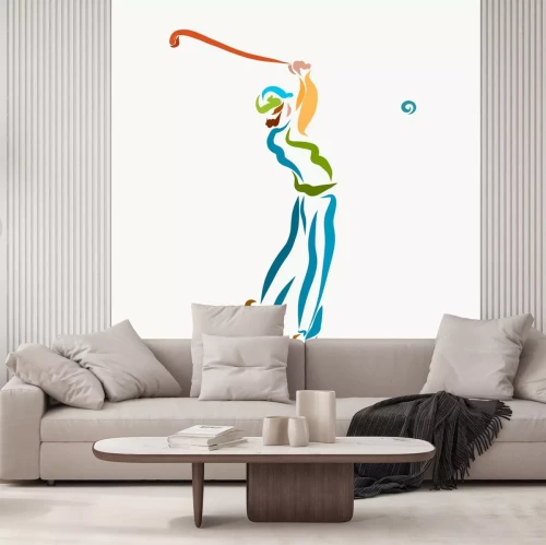 Sticker Een man met een golfclub, golfen