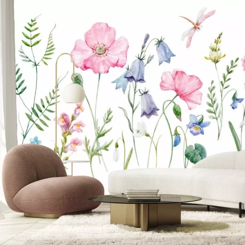 Sticker Pastelkleurillustratie met wilde bloemen