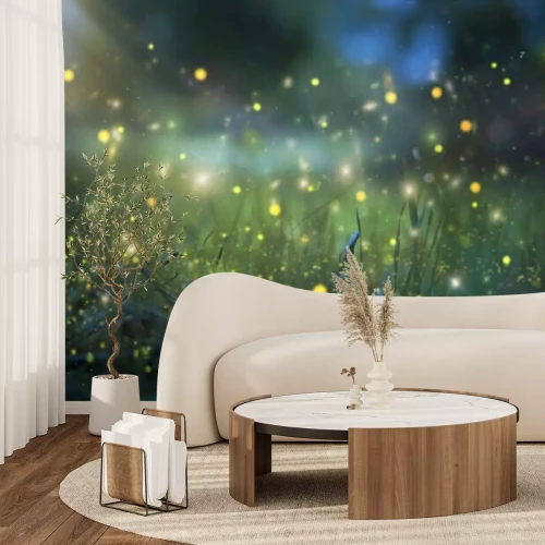 Fotobehang Vuurvliegjes bij het gras