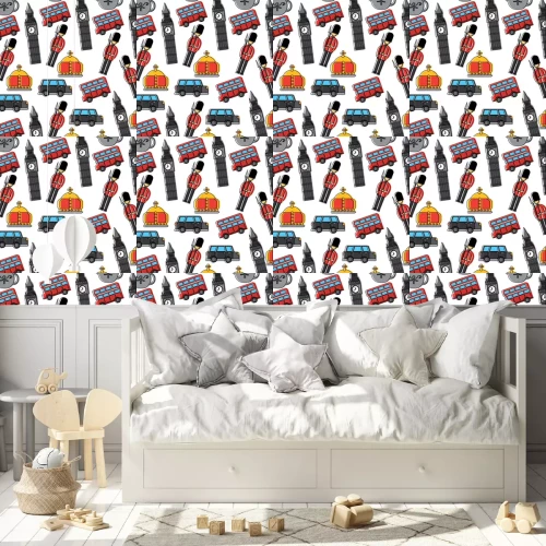 Behang wacht de grote van de het koninkrijkspatroon van Londen van het dekdekking van bus dubbeldekker illustratie vectorontwerp