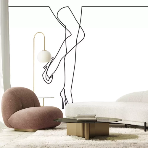 Sticker ononderbroken lijntekening van sexy vrouwenbenen in hoge hielen