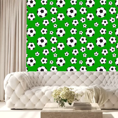 Behang Naadloos patroon met voetbalballen