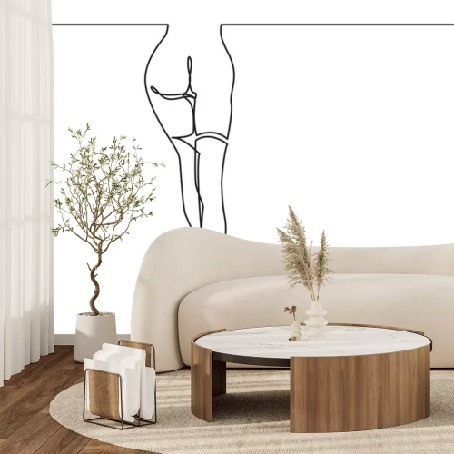 Sticker ononderbroken lijntekening van sexy vrouwenbenen in kousen