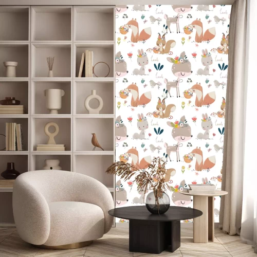 Behang seamles patroon met schattige dieren