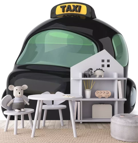 Sticker Grappige kleine zwarte taxi