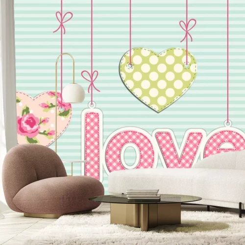 Sticker Harten en letters in shabby chic stijl