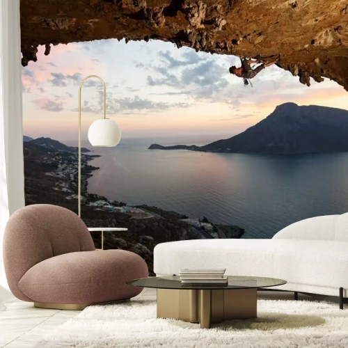 Fotobehang Klimmen op een klif