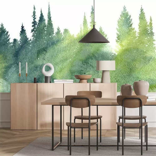 Sticker waterverflandschap met bomen