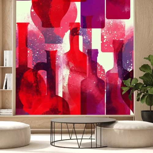 Sticker opdrukken wijnflessen mixen naadloos patroon. abstracte aquarel en digitale hand getekende afbeelding. mixed media-artwork voor textiel, stoffen, souvenirs, verpakkingen en wenskaarten.