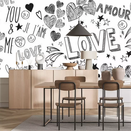 Fotobehang Love doodles achtergrond