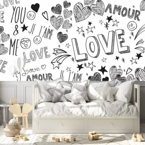 Fotobehang Love doodles achtergrond