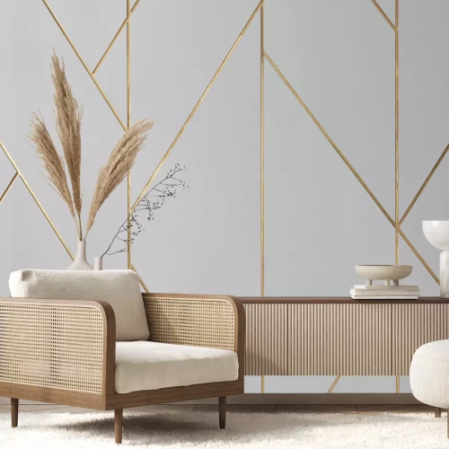 Fotobehang Geometrisch patroon met gouden lijnen